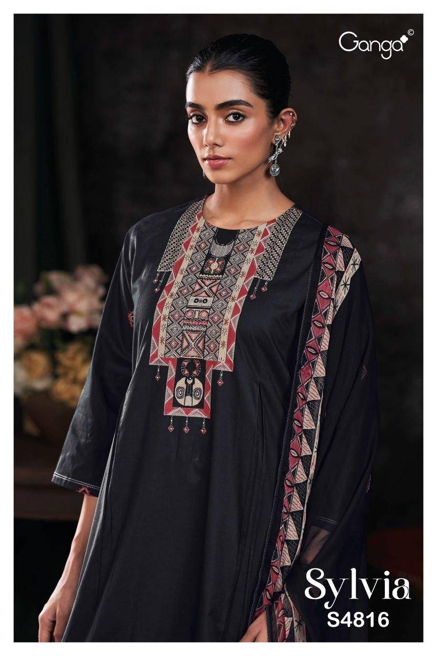 SYLVIA 4816 By GANGA 4816 A TO 4816 D Beautiful Festive Suits Stylish Colorful Fancy Casual Wear & Ethnic Wear PREMIUM COTTON Dresses At Wholesale Price